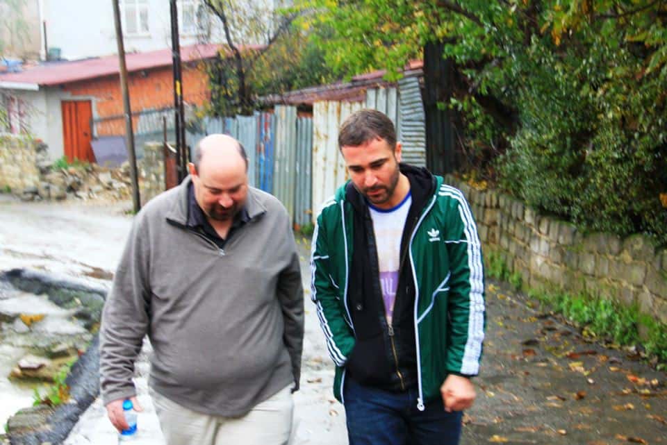 Bulent Karatas, walking with one of the participants of The Other Tour Istanbul