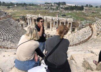 Ancient amphitheater in Hierapolis Pamukkale, Turkey.