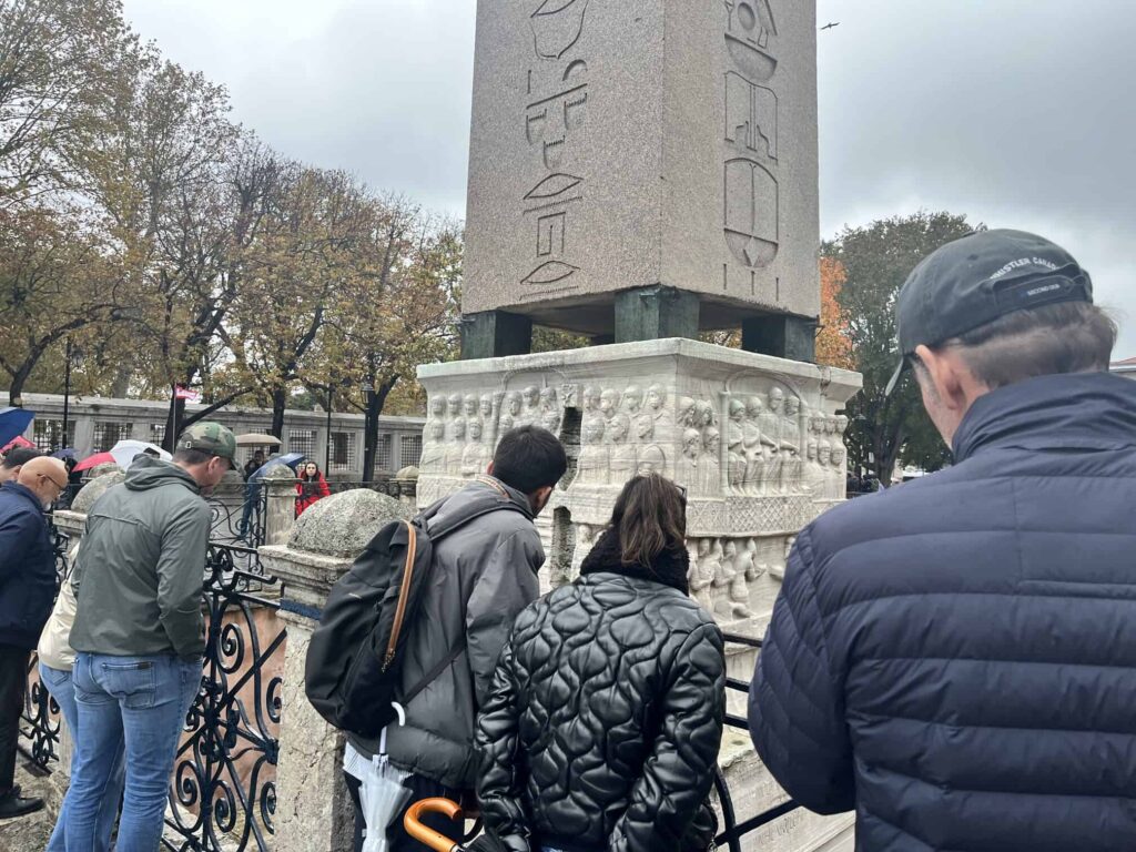 Obelisk of Theodosius in Hippodrome - November 15th 2024 - Professional Tour Guide Ömer Çelik showing the pedestal from a different angle