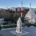 Karakoy - Galataport Square with the clocktower and the 18th century Ottoman Nusretiye Mosque