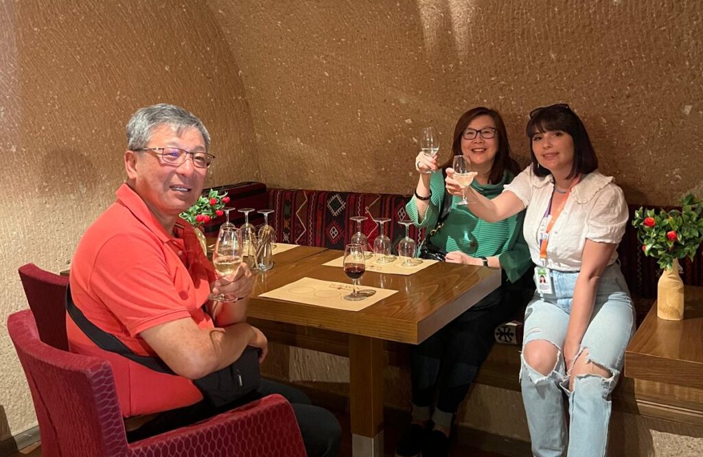 Elif at cave wine tasting