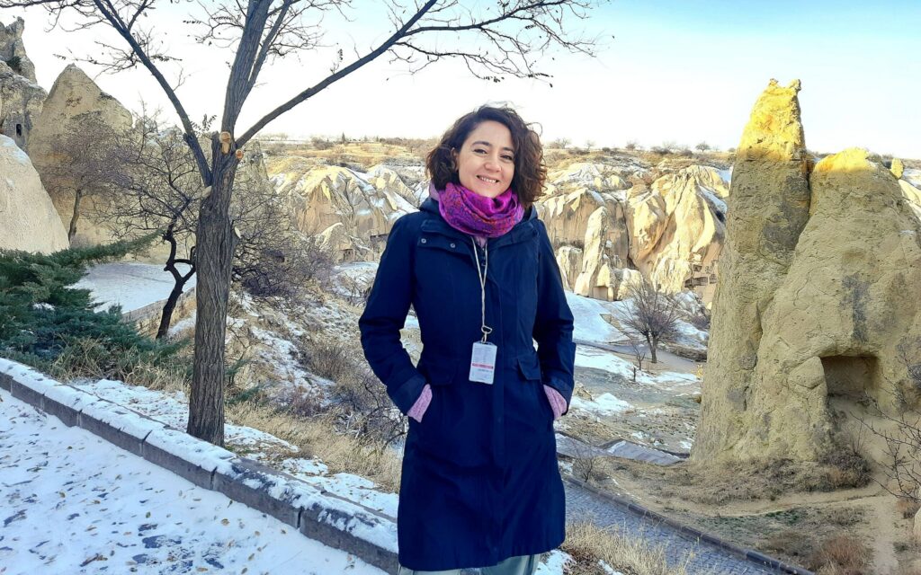 etül Başak among Cappadocia's fairy chimneys in winter