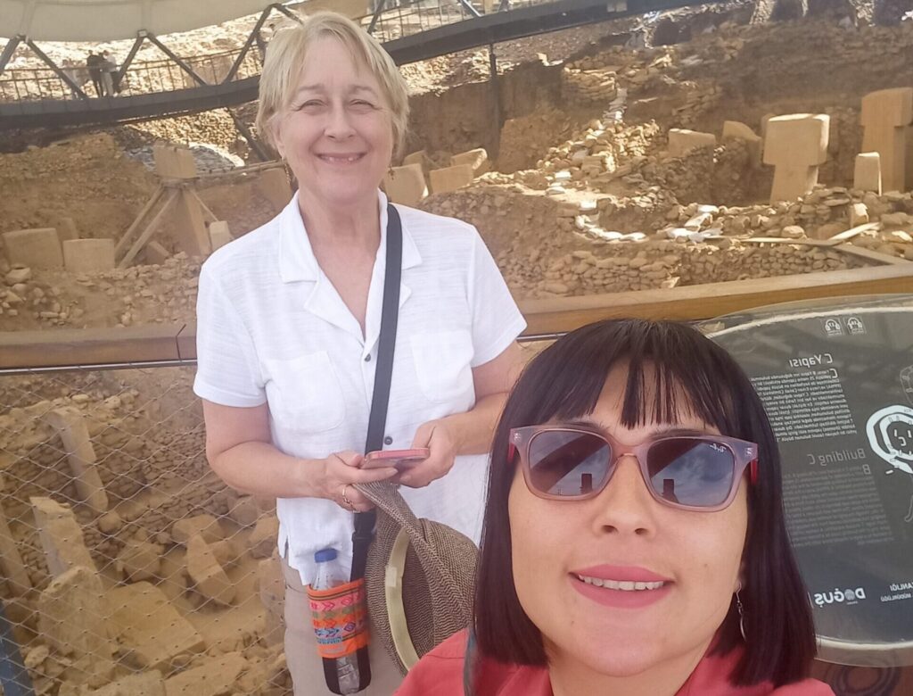 Elif at Göbeklitepe interior with guest