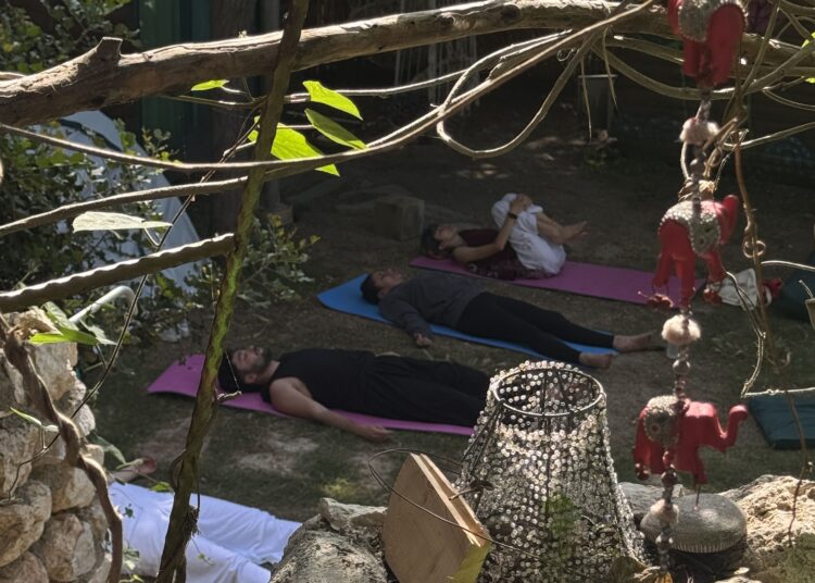 Hammock and yoga area