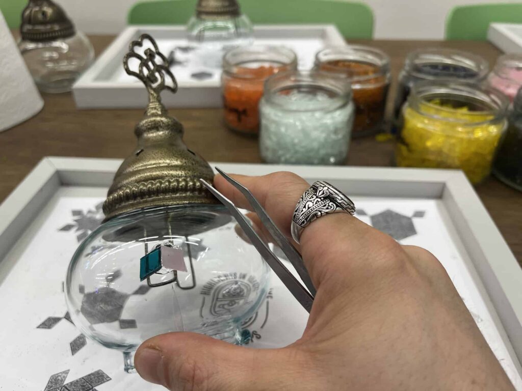 Mosaic Lamp Workshop - Fethi Karatas getting his hand dirty - The Other Tour Istanbul