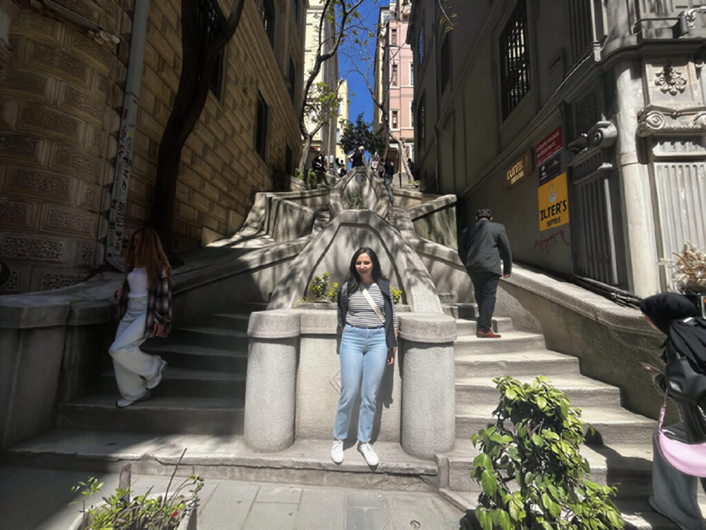 The Camondo Stairs in Karaköy, Istanbul — the 19th-century stone staircase on Bankalar Caddesi beside Salon Galata restaurant