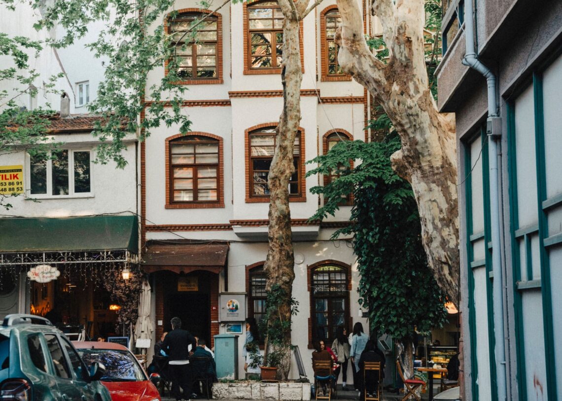 Tree-lined streets in Kuzguncuk, a historic Bosphorus neighborhood in Istanbul known for its colorful houses, cafés, and peaceful atmosphere