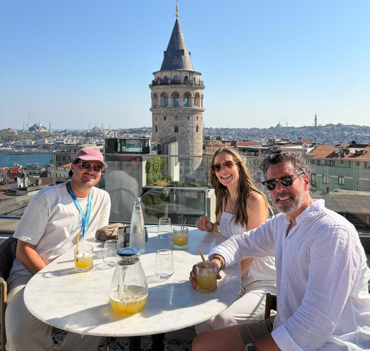 Deniz, Harvey and Suzy at the terrace restaurant