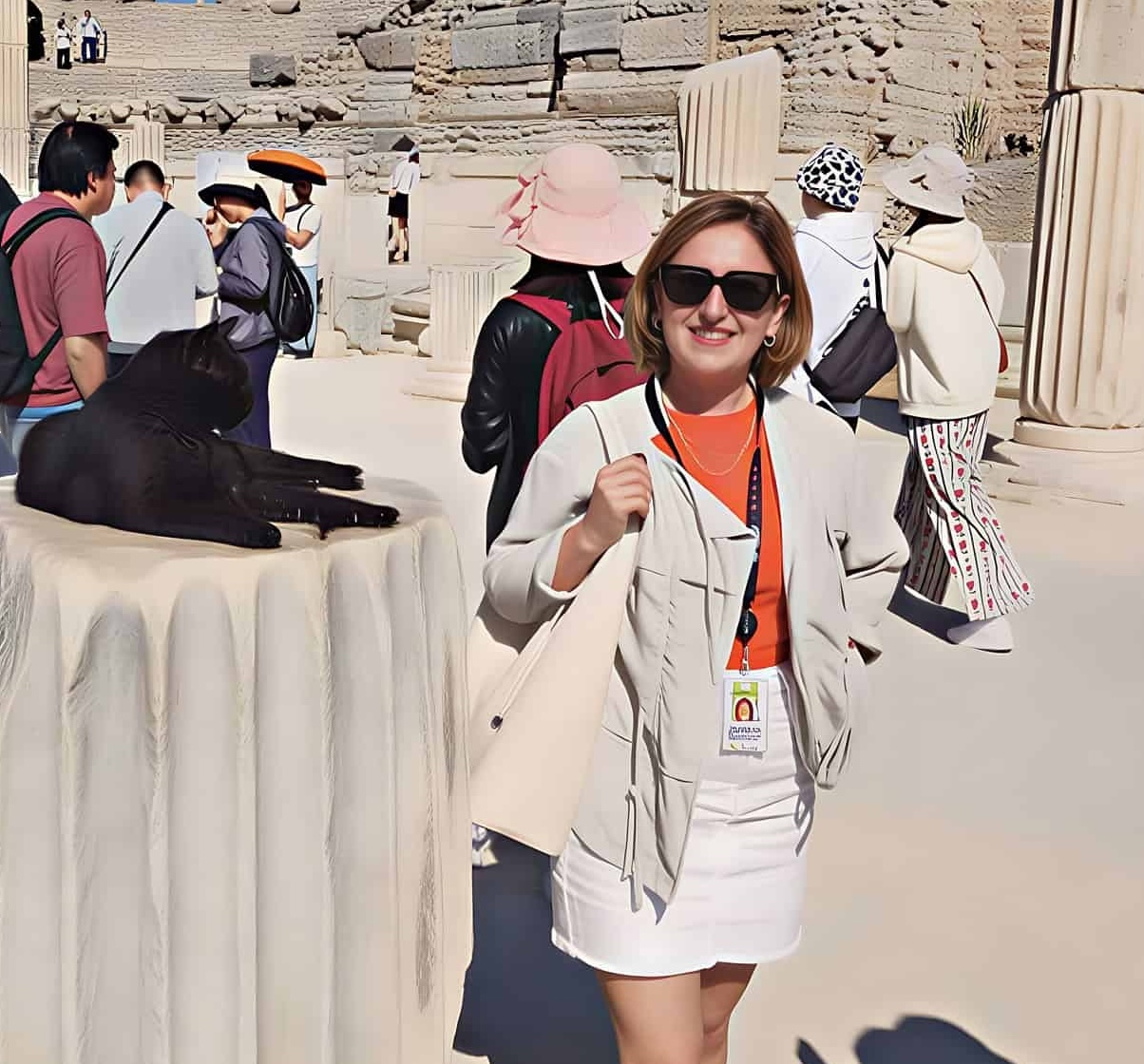Hatice Kelek, licensed guide, at an archaeological site
