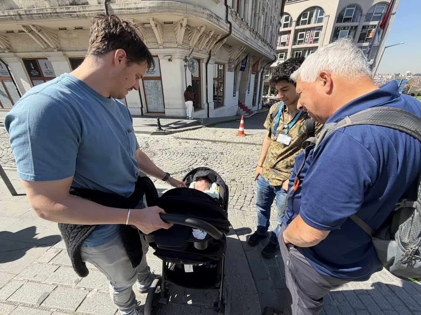 Jim, Trevor and a baby