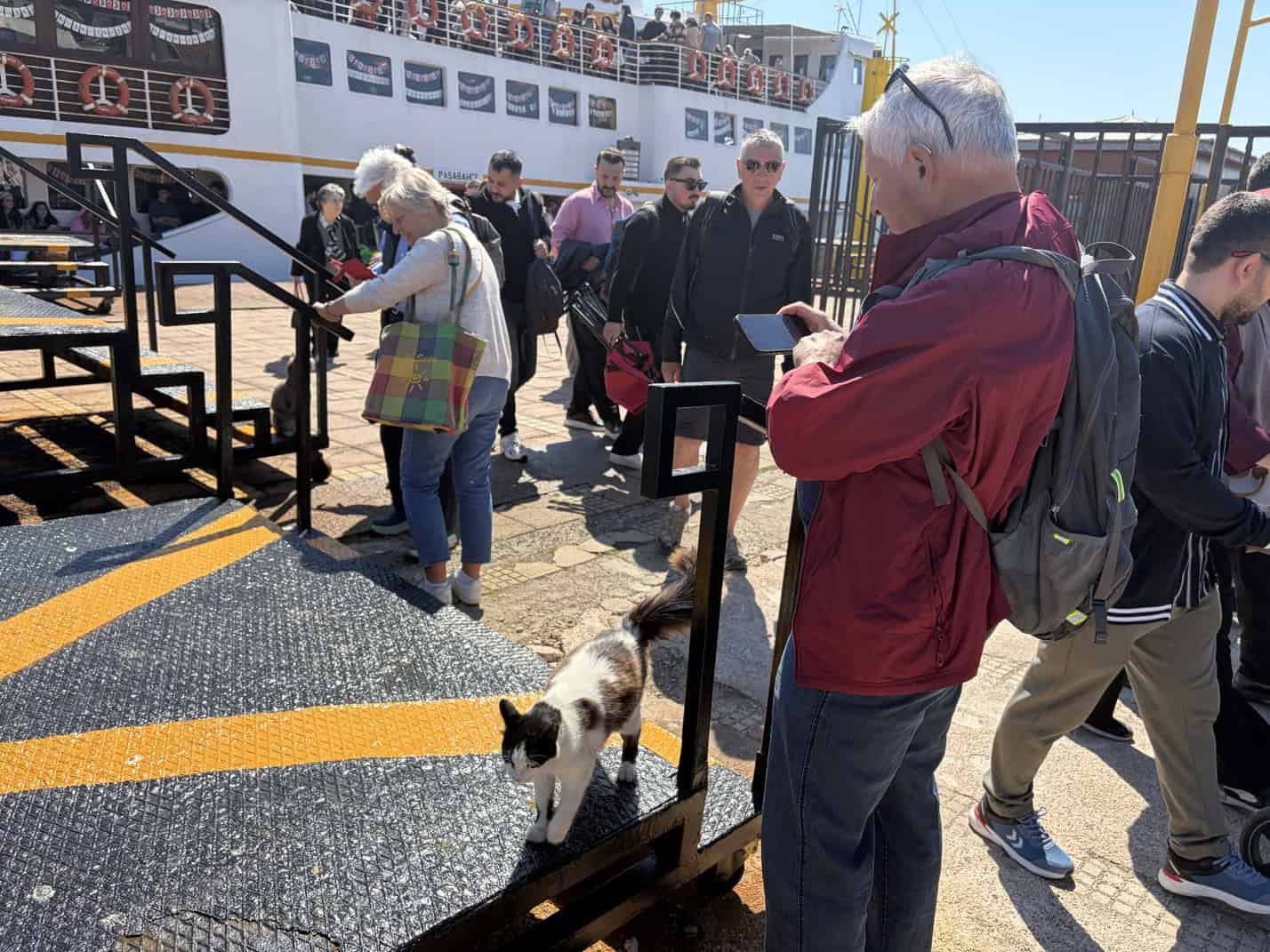 Jim is on the ferry