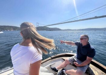 Passengers enjoying a Bosphorus cruise in Istanbul