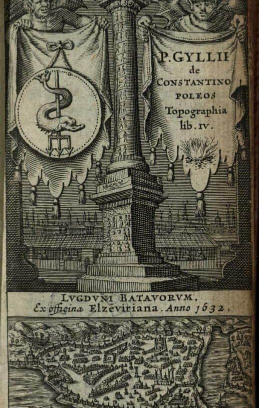 Early illustration showing the Column of Arcadius before most of it was demolished