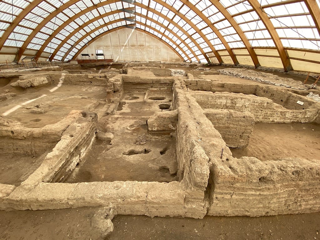 Excavated mudbrick houses at the Neolithic settlement of Çatalhöyük