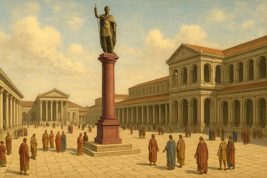 Artistic reconstruction of the Forum of Constantine with the Column of Constantine at its center