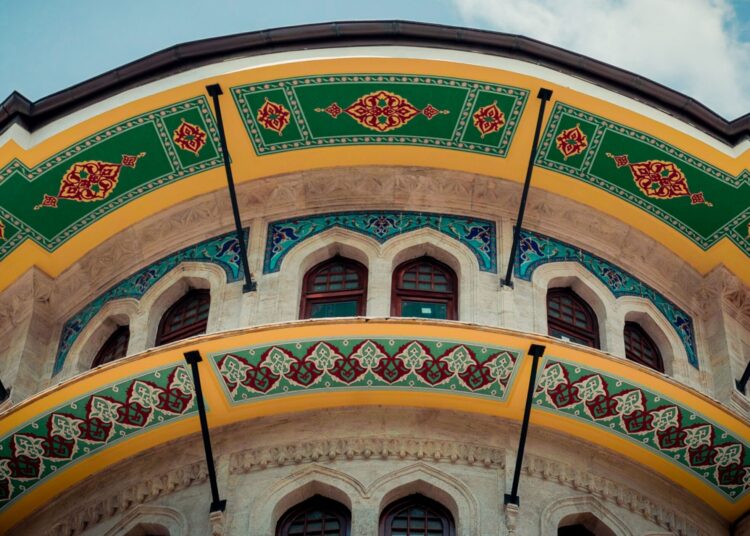 Colorful historic architectural details and decorative motifs in Istanbul