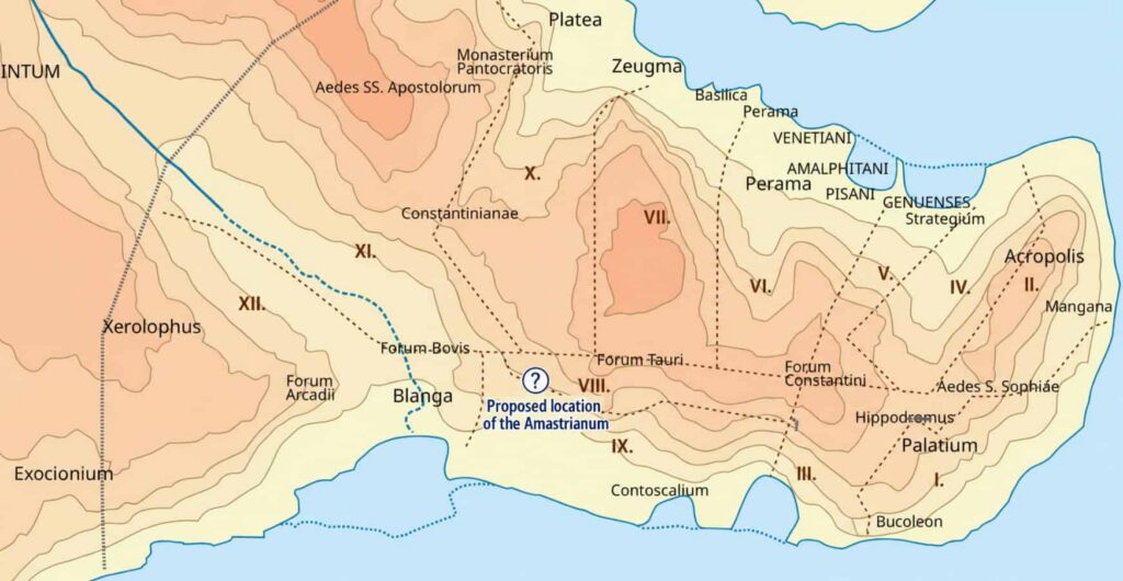 Map showing the proposed location of the Amastrianum in Byzantine Constantinople
