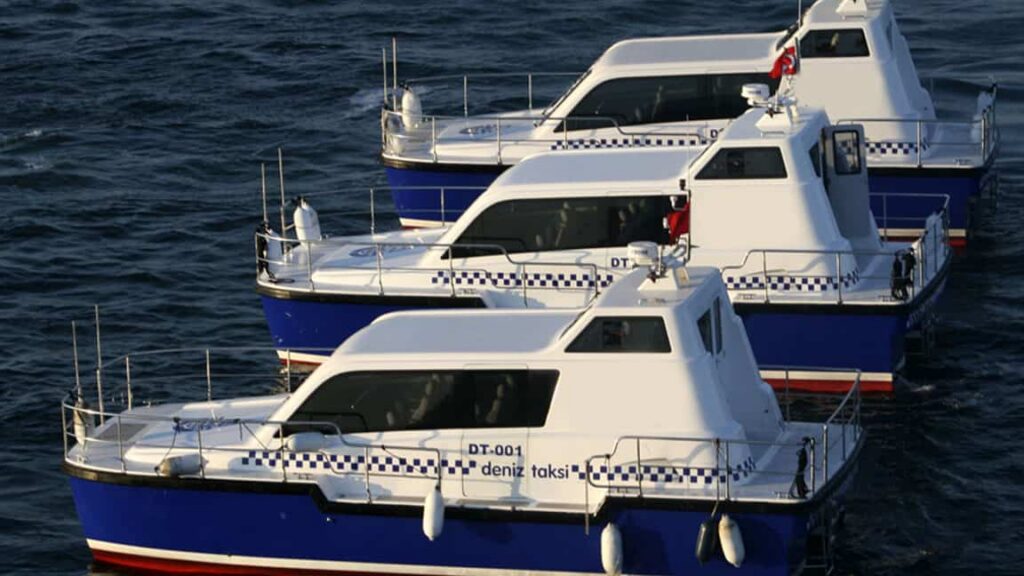 IMM Sea Taxi boats docked together in Istanbul