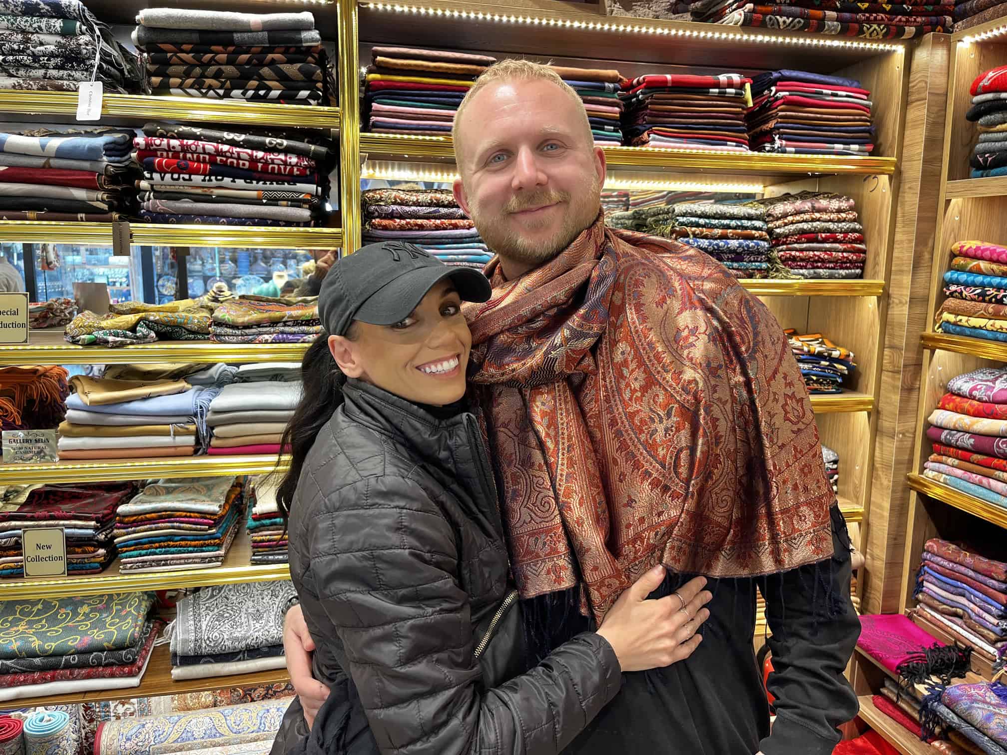 steven wearing shawl
